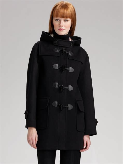 burberry hooded wool blend coat|Burberry ladies wool black coats.